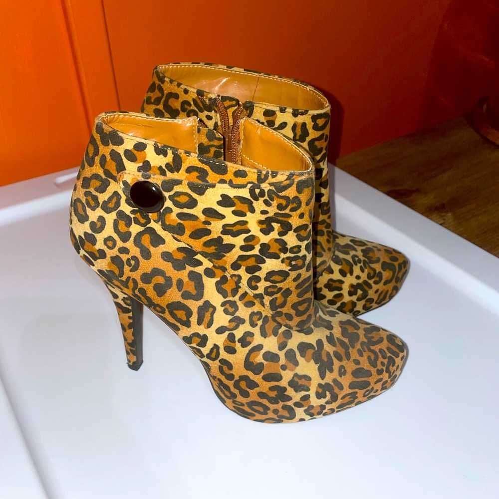 Leopard print booties